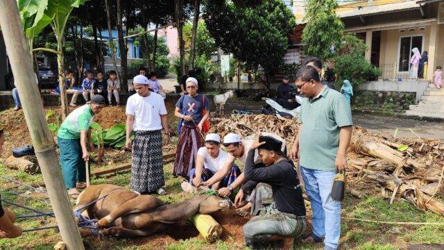 Jaringan Jurnalis Bogor (JJB) salurkan hewan kurban di Masjid Al Muhtazam Perumahan Kinan City, Kelurahan Pakansari, Cibinong, Kabupaten Bogor, di perayaan Idul Adha 1445 H. Jaringan Jurnalis Bogor (JJB) salurkan hewan kurban di Masjid Al Muhtazam Perumahan Kinan City, Kelurahan Pakansari, Cibinong, Kabupaten Bogor, di perayaan Idul Adha 1445 H.