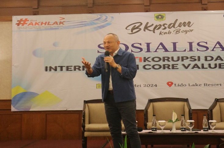 Sosialisasi Anti Korupsi dan Internalisasi Core Value BerAKHLAK yang dilaksanakan pada Tanggal 20-22 Mei 2024 bertempat di Lido Lake Resort, Bogor.