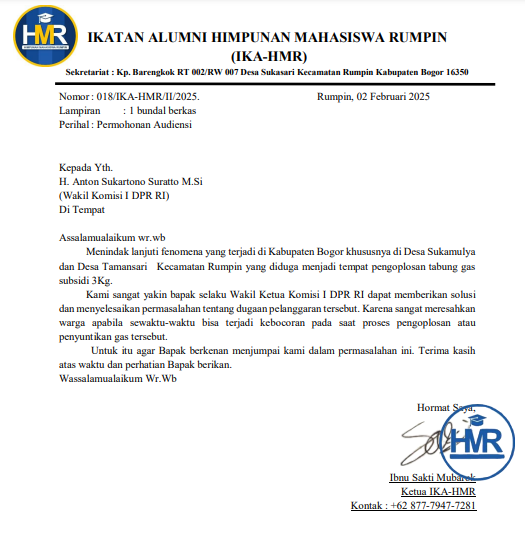 Diduga Jadi Tempat Pengoplosan Gas Ilegal HMR Layangkan Surat Audiensi Menuju Sanayan