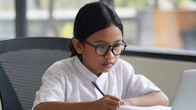 Ilustrasi anak sedang belajar. (Meta AI)