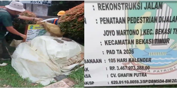 Drainase Tanpa Pembuangan, Papan Proyek Ditutup, NCW Soroti Proyek Pedestrian Rp3,4 Miliar di Bekasi