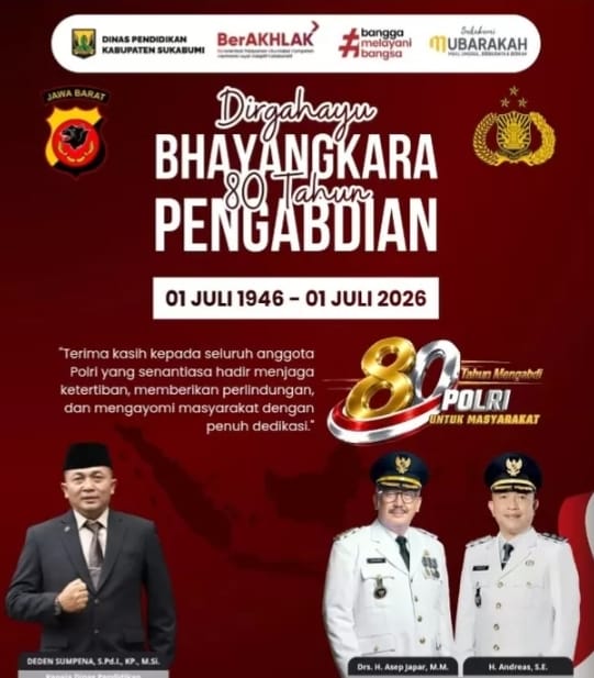 Sebagai Bentuk Sinergitas, Dinas Pendidikan Kabupaten Sukabumi, Mengucapkan Dirgahayu Bhayangkara ke-80